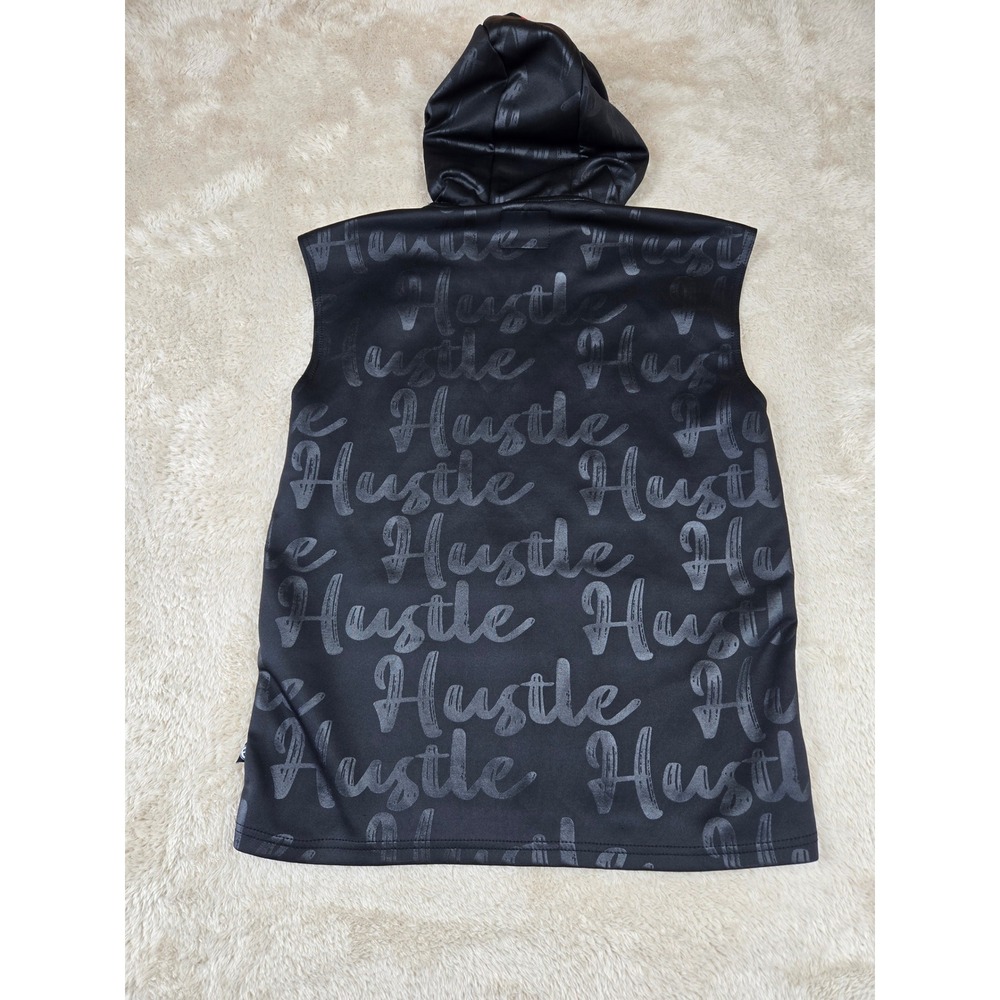 Encrypted Mens Black‎ Sleeveless Hoodie Hustle All Over Print Size L - Picture 6 of 7